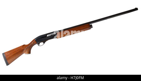 Semi automatic shotgun with a wood stock isolated on white Stock Photo
