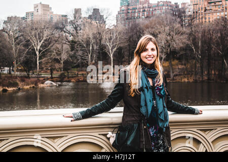 Photo of Girl in front of trees at the Central Park in Manhattan, New York City Stock Photo