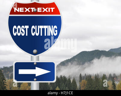 Cost cutting road sign Stock Photo