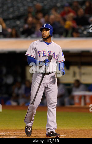 Texas Rangers third baseman Adrian Beltre (29) and shortstop Elvis Andrus  (1) are pictured during the Los…
