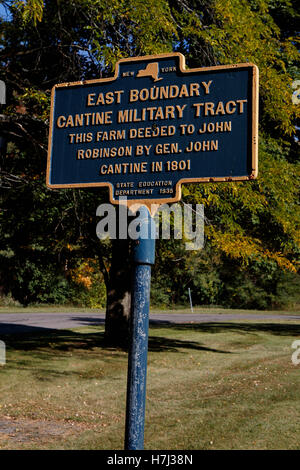 EAST BOUNDARY CANTINE MILITARY TRACT  This farm deeded to John Robinson by Gen. John Cantine in 1801.  State Education Stock Photo