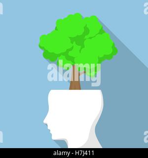 Tree on white head, think green and ecology concept Stock Vector