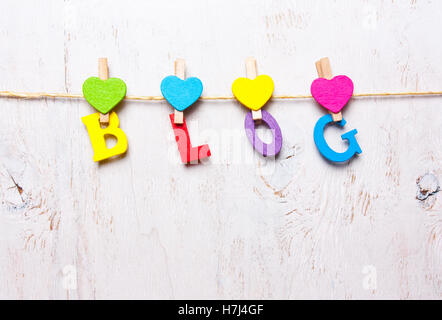 the word "blog" of colored letters on a white background Stock Photo