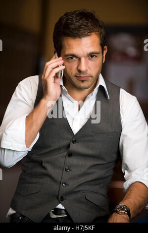 Attractive man, 30+, with mobile phone Stock Photo