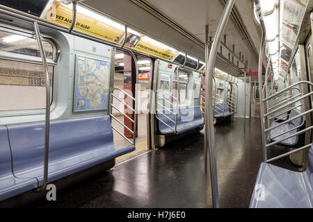 New York City,NY NYC Lower Manhattan,Financial District,subway,MTA,Broad Street,station,train,empty,vacant,cabin,NY160720009 Stock Photo