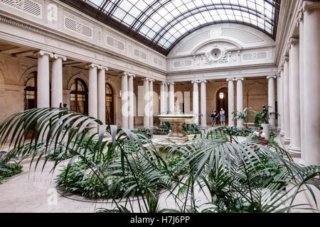 New York City,NY NYC Manhattan Upper East Side,Frick Collection art museum garden court fountain skylight ionic columns, Stock Photo