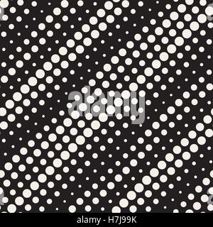 Vector Seamless Black and White Diagonal Halftone Circle Lines Pattern Stock Vector