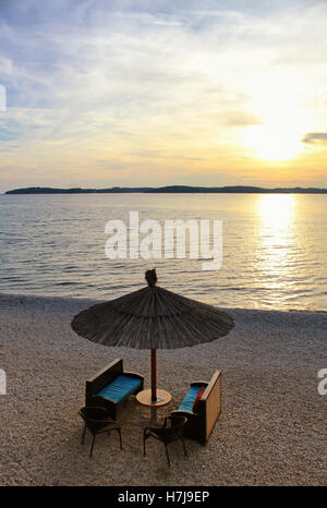 Relaxing sunset in Fazana in front of Brioni islands Stock Photo