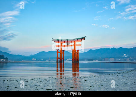 The Floating Torii gate in Miyajima, Japan. Stock Photo