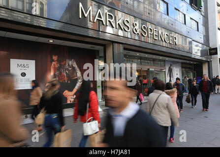 A general view of Marks and Spencer on Oxford Street, London, as the chain is reportedly gearing up to shut dozens of its high street shops and phase out clothing sales at select stores as part of a major overhaul. Stock Photo