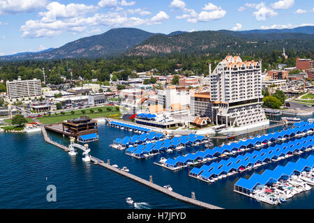 Coeur d' Alene, Idaho - August 12: Aerial view of The Coeur d' Alene resort and Marina. August 12 2016, Coeur d' Alene, Idaho. Stock Photo