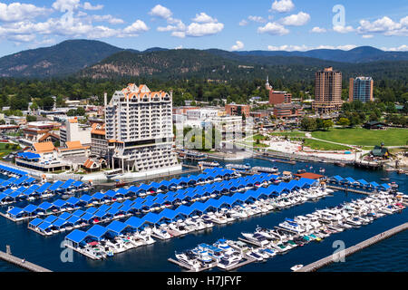 Coeur d' Alene, Idaho - August 12: Aerial view of The Coeur d' Alene resort and Marina. August 12 2016, Coeur d' Alene, Idaho. Stock Photo