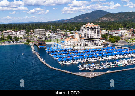 Coeur d' Alene, Idaho - August 12: Aerial view of The Coeur d' Alene resort and Marina. August 12 2016, Coeur d' Alene, Idaho. Stock Photo