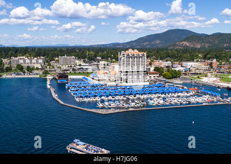 Coeur d' Alene, Idaho - August 12: Aerial view of The Coeur d' Alene resort and Marina. August 12 2016, Coeur d' Alene, Idaho. Stock Photo