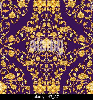 Vector ornate seamlesspattern in Eastern style on deep violet ...