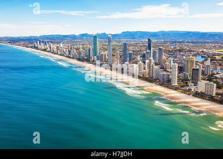 Aerial view of Surfers Paradise on the Gold Coast, Queensland, Australia Stock Photo
