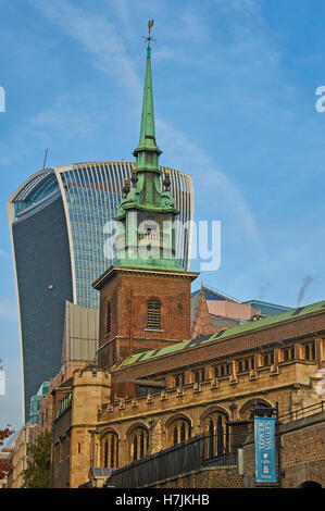 Old and new buildings form the sky line in the City of London Stock ...