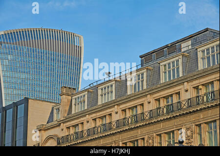 Old and new buildings form the sky line in the City of London Stock ...
