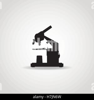 Realistic black outline icon of optical microscope. Stock Vector