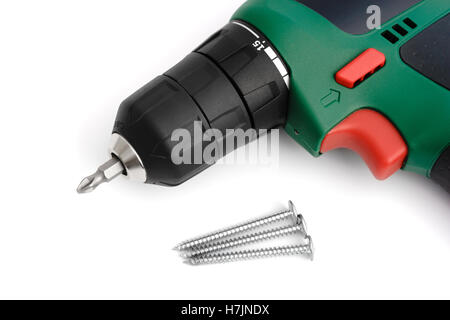 Hand electric drill on a white background, isolated Stock Photo