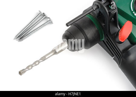 Hand electric hammer drill on a white background, isolated Stock Photo