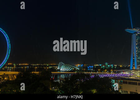 Cityscape of Singapore marina at night - 1 Stock Photo