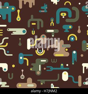 Seamless pattern with rounded rectangles and dots with retro colors. Stock Vector