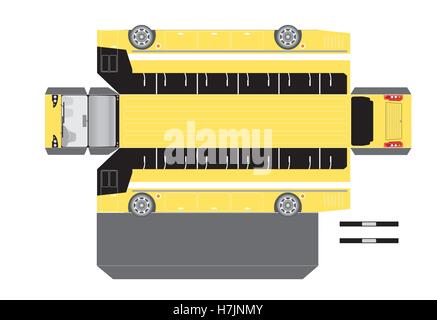 Paper bus outline, cut out and glue into a 3D model Stock Vector