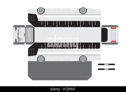 Paper bus outline, cut out and glue into a 3D model Stock Vector