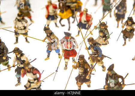 OSAKA, JAPAN - OCTOBER 9, 2016: Miniature soldiers at Osaka castle in Japan. The castle is one of Japan's most famous landmarks Stock Photo