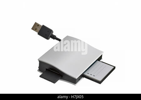 USB multi memory card reader with CF and SD cards isolated on white background Stock Photo