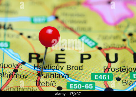Jihlava pinned on a map of Czech Republic Stock Photo