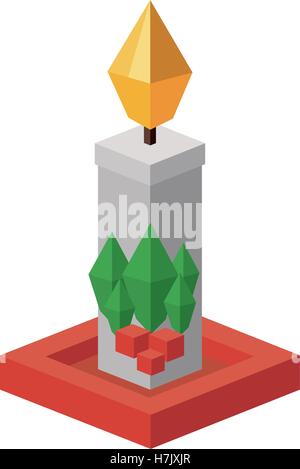 Isometric candle icon. Christmas season decoration and celebration theme. Isolated design. Vector illustration Stock Vector