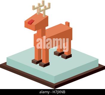 Isometric deer icon. Christmas season decoration and celebration theme ...