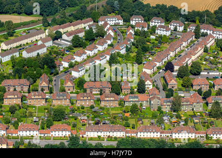 Aerial picture, Schwerte Kreinbergsiedlung, railway employee's settlement for the railway repair shop the Schwerte-East EAW, Stock Photo