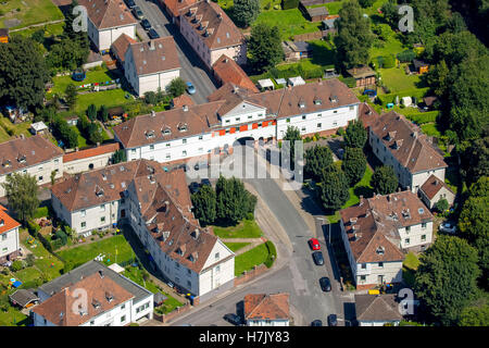 Aerial picture, Schwerte Kreinbergsiedlung, railway employee's settlement for the railway repair shop the Schwerte-East EAW, Stock Photo