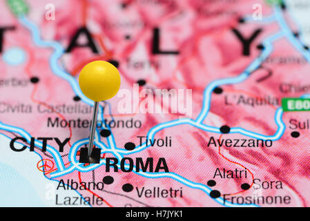 Rome pinned on a map of Italy Stock Photo