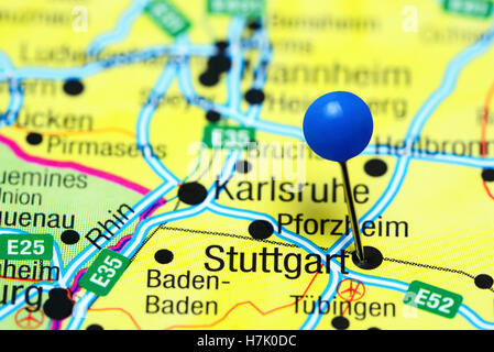 Stuttgart, Germany pin on map Stock Photo - Alamy