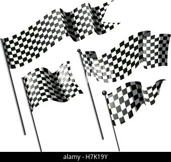 Racing flags on metal poles illustration Stock Vector