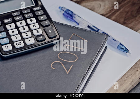 2017 desk calendar and calculator Stock Photo
