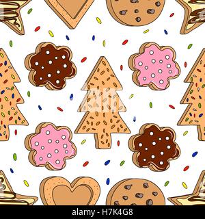 Seamless pattern with home made cookies. Vector illustration. Stock Vector