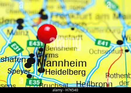 Heidelberg pinned on a map of Germany Stock Photo - Alamy