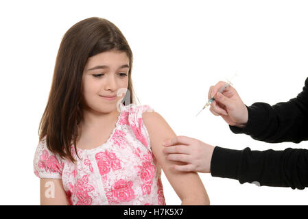 scared child getting immunization injection Stock Photo