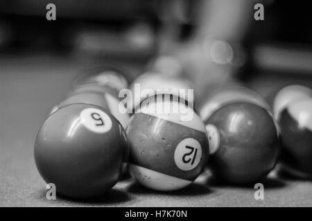 Photograph of some billiards plastic balls on table Stock Photo