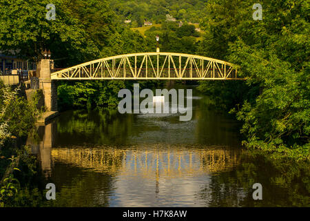 Jubilee bridge over the river derwent in matlock Stock Photo