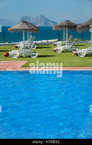 Private Beach Club, Sotogrande, San Roque, Cadiz, Spain Stock Photo