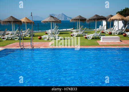 Private Beach Club, Sotogrande, San Roque, Cadiz, Spain Stock Photo