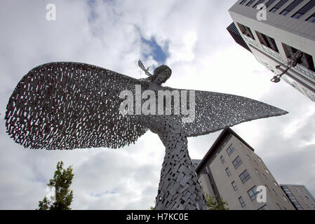 The Rise Sculpture by Andy Scott at Glasgow Harbour flats, Scotland Stock Photo