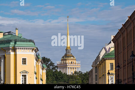 Spire of Admiralty building in Saint-Petersburg, Russia Stock Photo