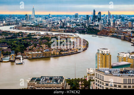 London skyline during the daytime, aerial view with landmarks Stock Photo